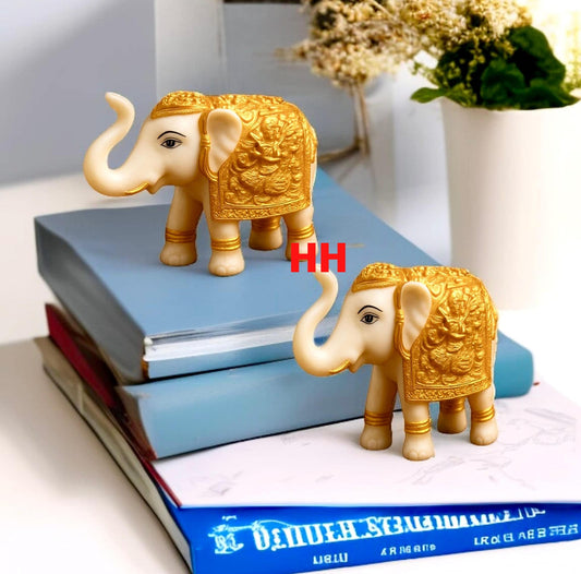 Hand Painted Embossed Elephant Pair